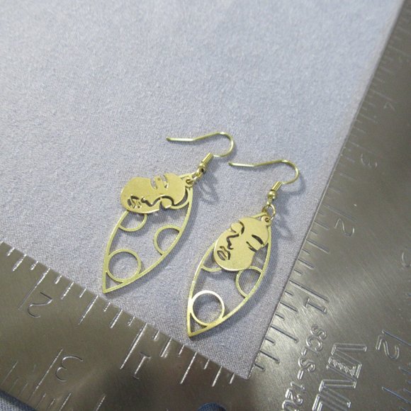 Dreaming Face Earrings, Mod Bubbles Golden Brass - Picture 5 of 6